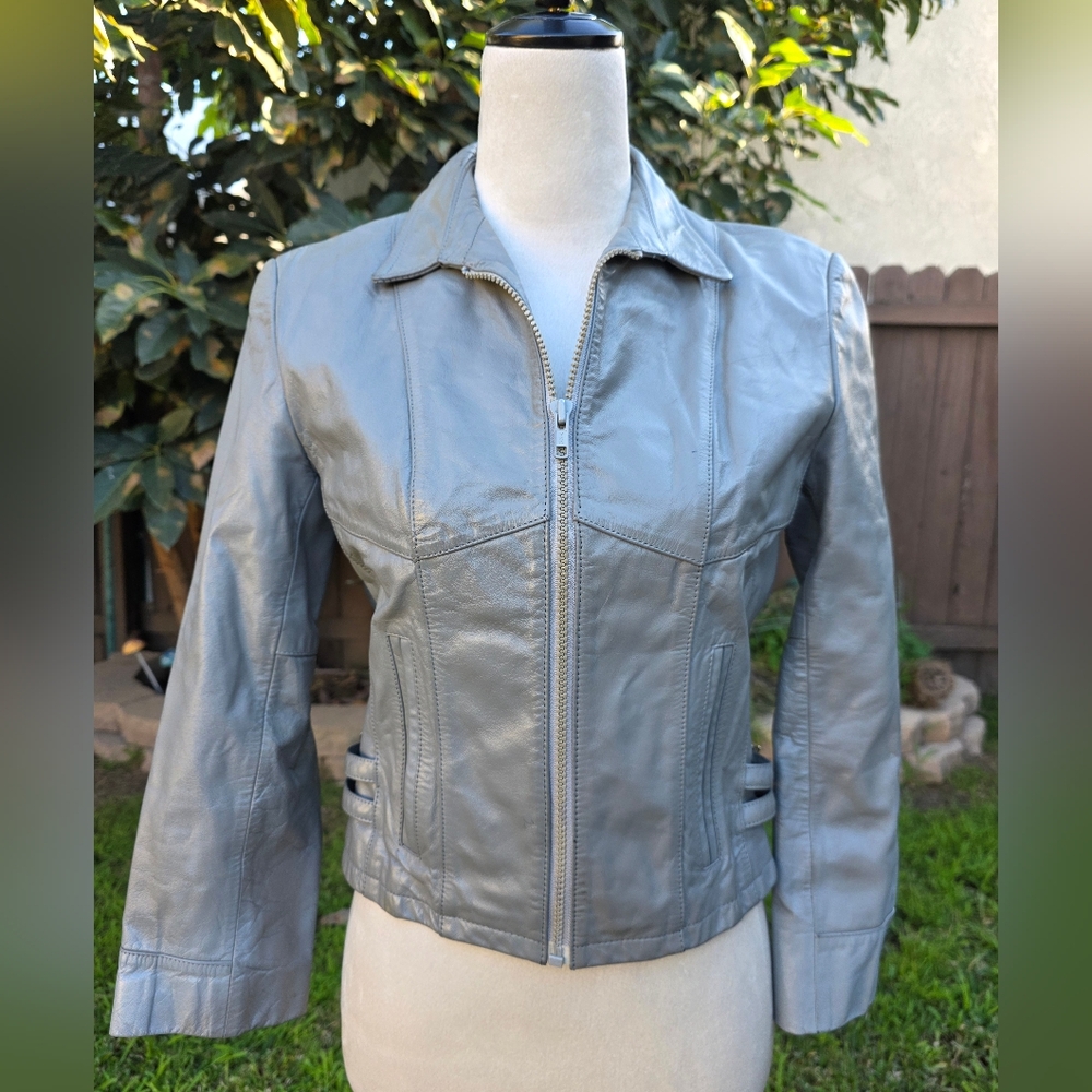 Wilson Suede & Leather Vintage Light Gray Jacket Size 10